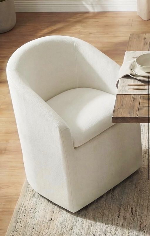 Photo 1 of ***ONLY 1 CHAIR****
KISLOT Upholstered Dining Chair with Casters, Washable Cover Modern Dining Room Chair with Barrel Backrest & Dual Armrest for Kitchen, Living Room, Bedroom, Linen Fabric