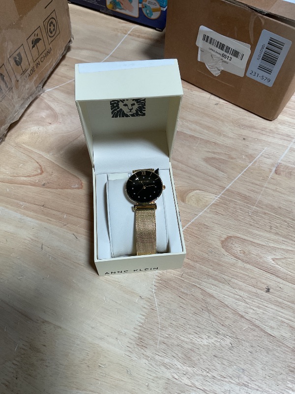 Photo 1 of ***WATCH BAND RUNS BIG / DIRTY*** Anne Klein Women's Glitter Accented Mesh Bracelet Watch