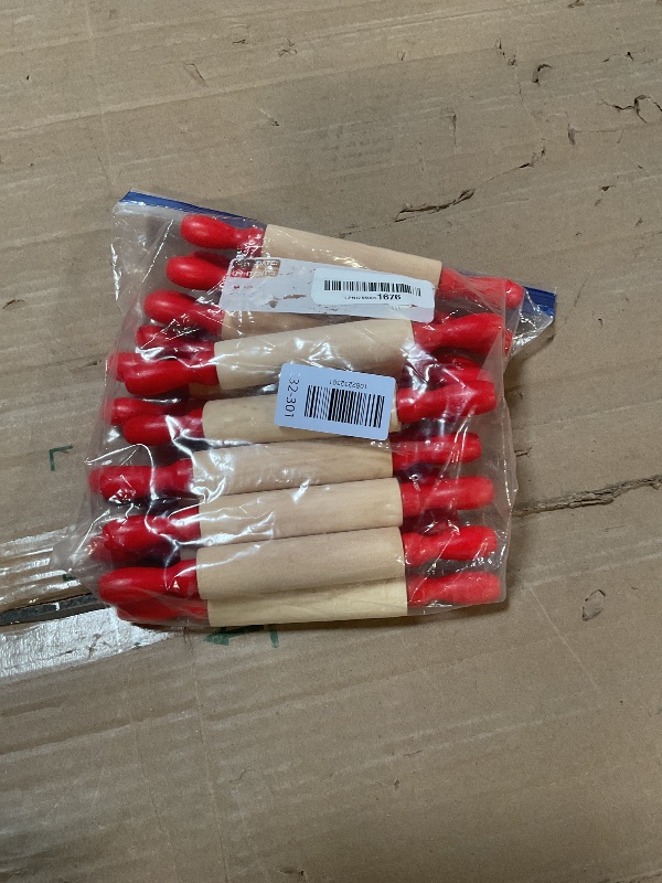 Photo 1 of 16 Pcs Mini Rolling Pin, 8 Inch Wood Dough Roller for Baking with Red Handle, Small Clay Rolling Pin for Craft Fondant Pastry Pizza Crafting and Imaginative Play