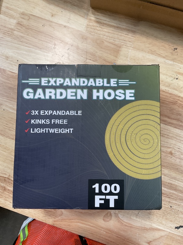Photo 1 of 100 ft Non-Expandable Garden Hose, Flexible Ultra Lightweight Durable, Kink-Free Water Hose with 10 Function Sprayer - Non-Tangle,Puncture Proof pipe, Easy to Store, All-Weather Use Garden Hoses