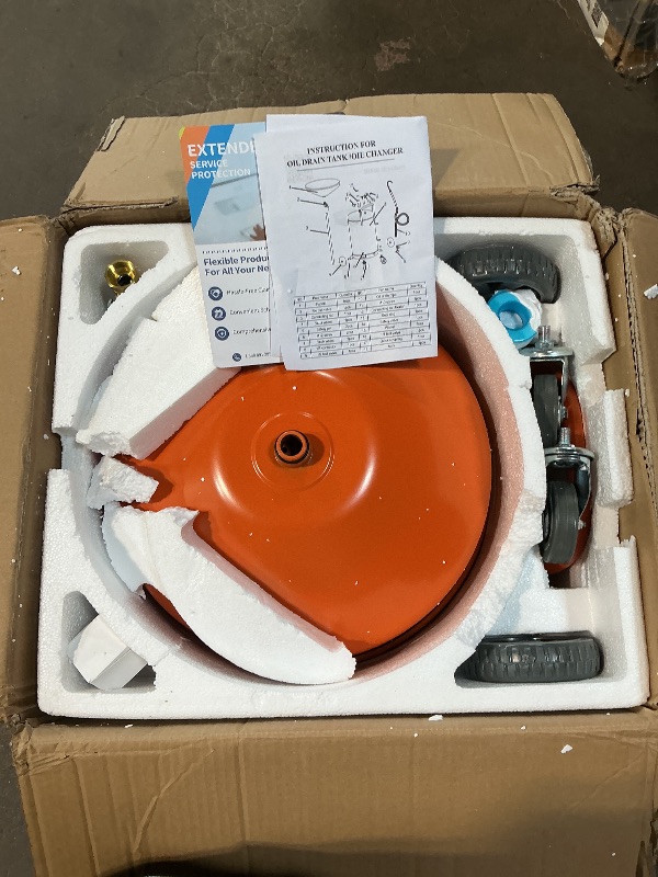 Photo 1 of 20 Gallon Oil Drain Tank, Portable Oil Drain Container with Adjustable Funnel Height 38"-65", Air Operated Drainage Fluid Fuel Transfer Drainage with 360° Wheels & Toolbox