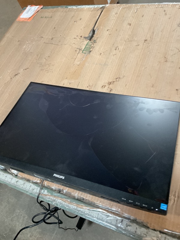 Photo 1 of ***CRACKED***PHILIPS 241E1S 24" Frameless Monitor, 1920x1080 Full HD IPS, 106% sRGB, 75Hz, FreeSync, VESA, 4Yr Advance Replacement, Black