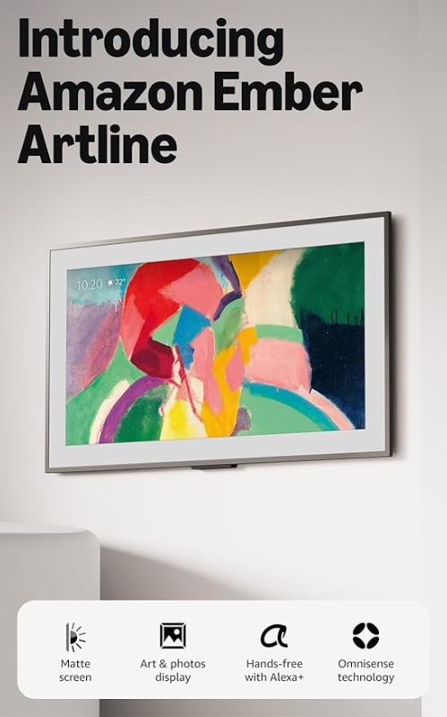 Photo 1 of *** MAJOR DAMAGE, POWER BUTTON***Amazon Ember Artline 65" with Fire TV (newest model), 4K Ultra HD QLED smart TV with free art and photos, anti-glare display, custom frames, Dolby Vision, find shows faster with Alexa+ - Graphite