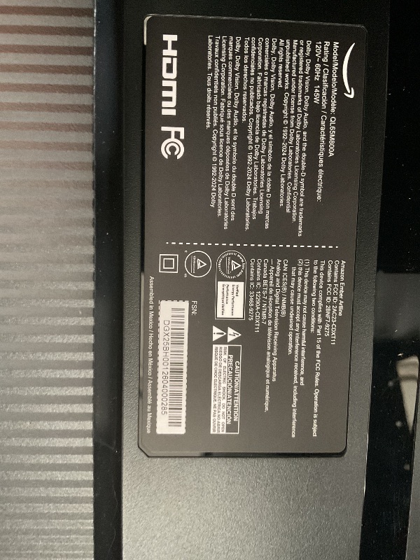 Photo 1 of *** MAJOR DAMAGE, POWER BUTTON***Amazon Ember Artline 65" with Fire TV (newest model), 4K Ultra HD QLED smart TV with free art and photos, anti-glare display, custom frames, Dolby Vision, find shows faster with Alexa+ - Graphite