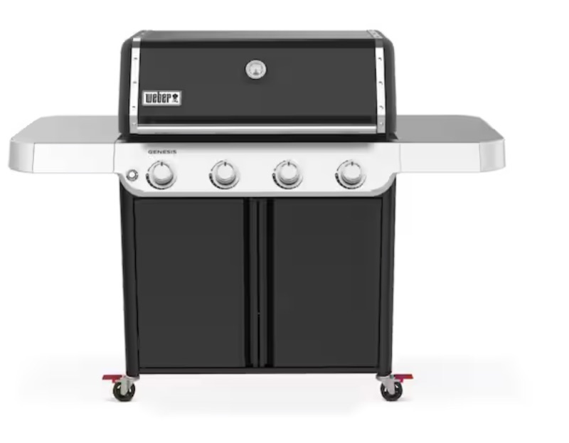 Photo 1 of **DIRT/SCRATCHES**Genesis E-415 4-Burner Liquid Propane Gas Grill in Black with Side Tables