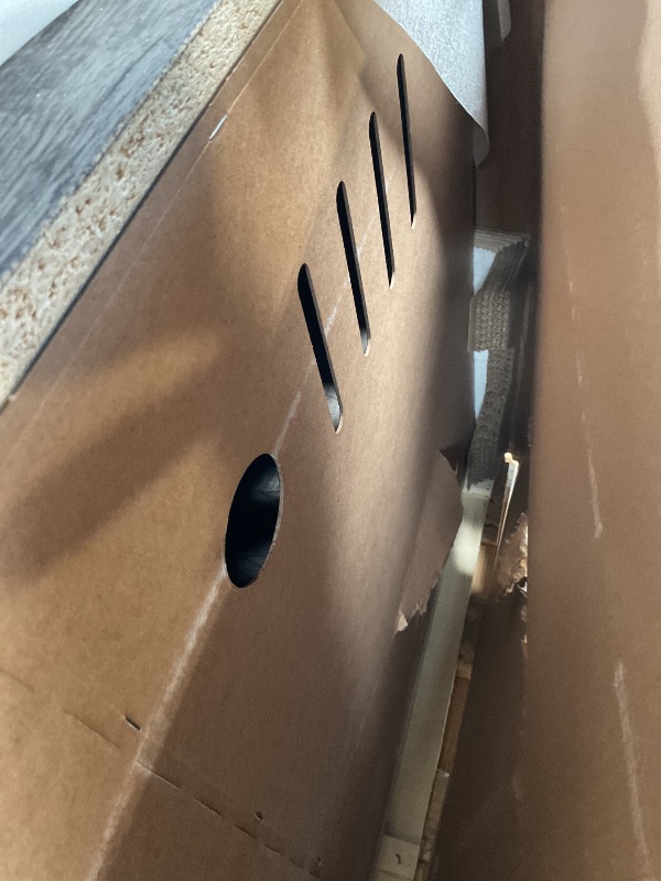 Photo 1 of **2 boxes. Minor damage to corner. Hole puncture on the back. **Signature Design by Ashley Wynnlow Rustic 63" TV Stand for TVs up to 72" with Electric Fireplace and Timer Function, Gray