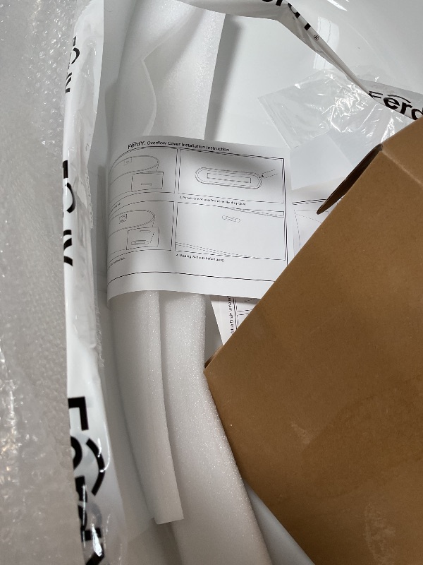 Photo 1 of ***HAS BIG CRACK ON 1 SIDE STARTING FROM THE TOP LINING OF THE TUB GOING DOWN**** FerdY Tahiti 55" Acrylic Freestanding Bathtub, Elegant Oval Shape Soaking Bathtub, Glossy White, Brushed Nickel Drain & Integrated Slotted Overflow Assembly Included cUPC Ce