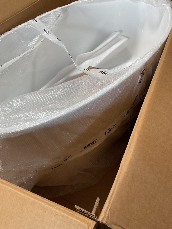 Photo 1 of ***HAS BIG CRACK ON 1 SIDE STARTING FROM THE TOP LINING OF THE TUB GOING DOWN**** FerdY Tahiti 55" Acrylic Freestanding Bathtub, Elegant Oval Shape Soaking Bathtub, Glossy White, Brushed Nickel Drain & Integrated Slotted Overflow Assembly Included cUPC Ce