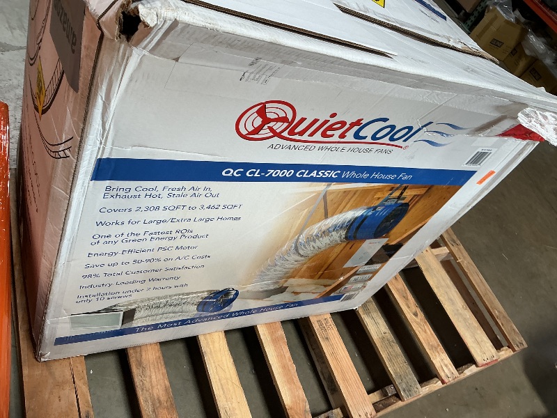 Photo 1 of ***MAJOR DAMAGE/DENTS* BENDS. DIRT. Missing small control panel**Quietcool QC CL-7000 RF Classic Advanced Whole House Fan with Wireless Control - Up to 6924 CFM - Two Speed - Covers up to 3,462 SQFT - 10 Year Warranty - Removable Grille