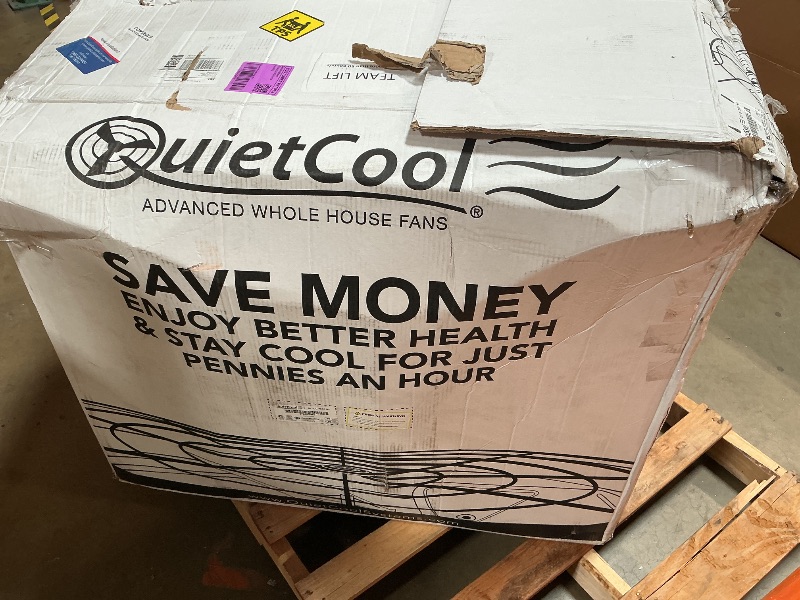 Photo 1 of ***MAJOR DAMAGE/DENTS* BENDS. DIRT. Missing small control panel**Quietcool QC CL-7000 RF Classic Advanced Whole House Fan with Wireless Control - Up to 6924 CFM - Two Speed - Covers up to 3,462 SQFT - 10 Year Warranty - Removable Grille