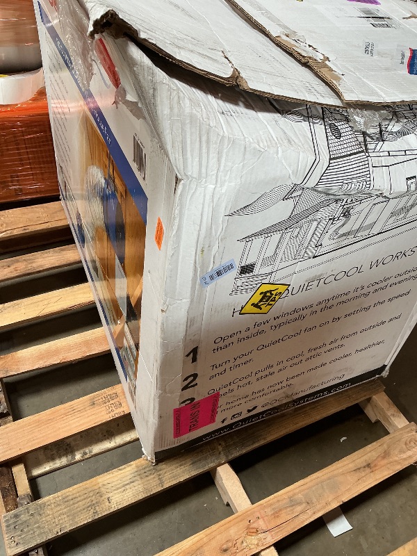 Photo 1 of ***MAJOR DAMAGE/DENTS* BENDS. DIRT. Missing small control panel**Quietcool QC CL-7000 RF Classic Advanced Whole House Fan with Wireless Control - Up to 6924 CFM - Two Speed - Covers up to 3,462 SQFT - 10 Year Warranty - Removable Grille
