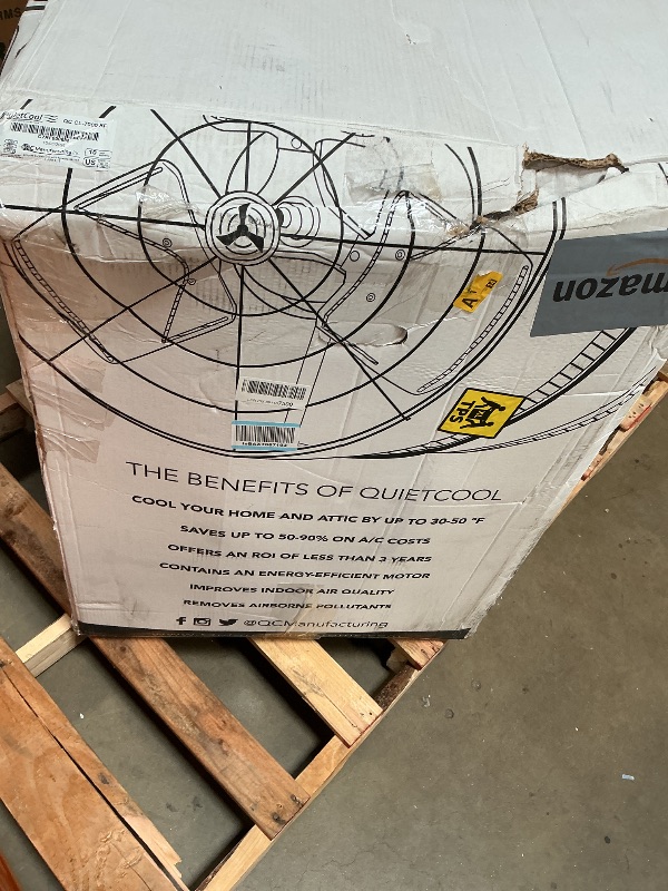 Photo 1 of ***MAJOR DAMAGE/DENTS* BENDS. DIRT. Missing small control panel**Quietcool QC CL-7000 RF Classic Advanced Whole House Fan with Wireless Control - Up to 6924 CFM - Two Speed - Covers up to 3,462 SQFT - 10 Year Warranty - Removable Grille
