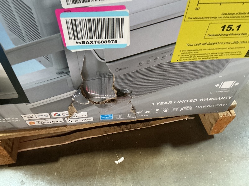 Photo 1 of **frame damage cracked**Midea 6,000 BTU U Shaped Smart Inverter Window Air Conditioner - Cools 250 Sq Ft, Ultra Quiet with Open Window Operation - Alexa/Google Assistant Compatible, 37% Energy Savings, Remote (2026 Edition)