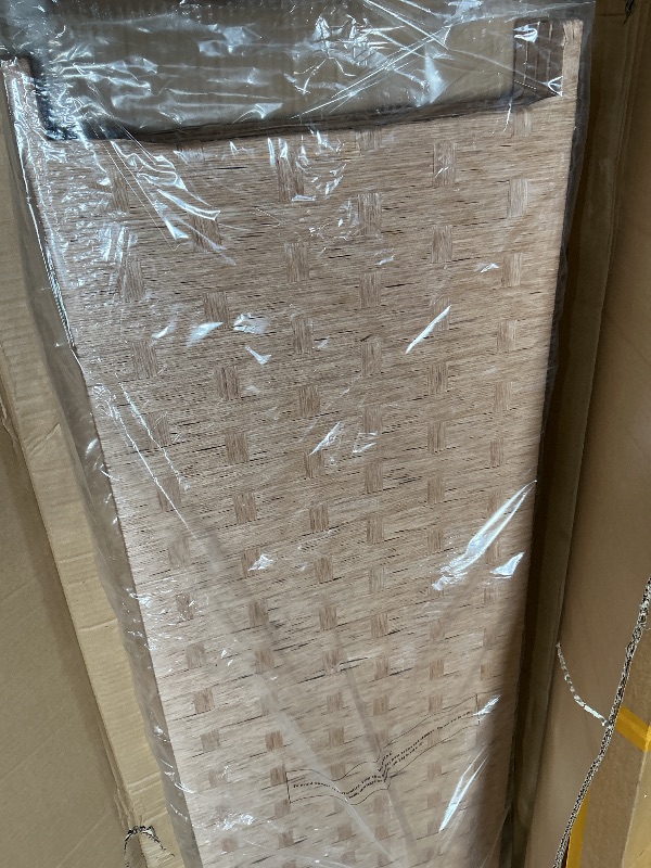 Photo 1 of 4 Panel Wood Room Divider - 6 Ft Tall Privacy Wall Divider - Portable Partition Screen - Wood Mesh Woven Design - Folding Privacy
