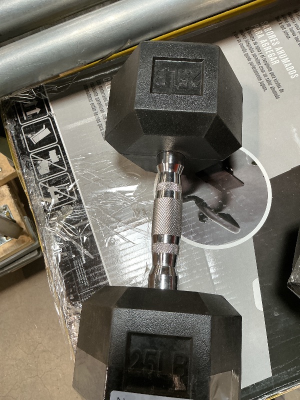 Photo 1 of ** DIRT FROM TRANSPORT **Athletic Works 25lb Hex Dumbbell, Single Weight, Black