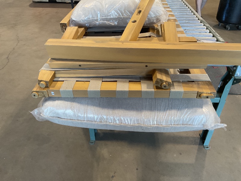 Photo 1 of *** PICTURE FOR REFERENCE ONLY/USED/MAJOR DAMAGE/UNKNOWN MISSING PARTS AND HARDWARE***Wood Bench, All-Weather Rope Woven Garden Bench with Backrest and Armrests, 2-Person Patio Bench for Porch, Backyard, 705 Lbs Max Load