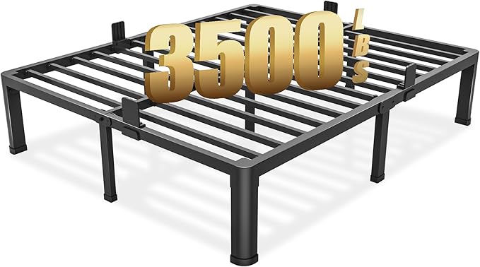 Photo 1 of *** PICTURE FOR REFERENCE ONLY/USED/UNKNOWN MISSING PARTS AND HARDWARE***14 inch King Size Bed Frame with Round Corner Legs Mattress Slide Stopper,3500 lbs Heavy Duty Metal Platform,Steel Slat Support,No Box Spring Needed,Easy Assembly,Noise Free