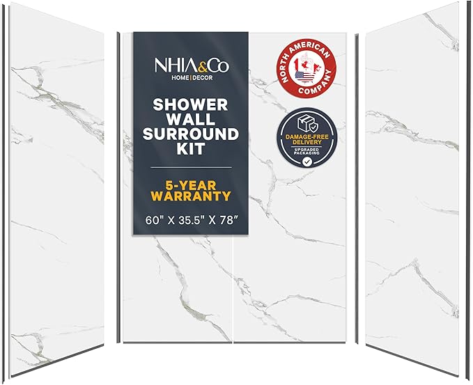 Photo 1 of *** UNKNOWN MISSING PARTS OR HARDWARE***Shower Surround Kits – Waterproof Wall Panels for Shower – Glossy Finish & Seamless Pattern – Easy to Install Over Any Surface – Leakproof Design (60'' x 35.5'' x 78'') – Glacier