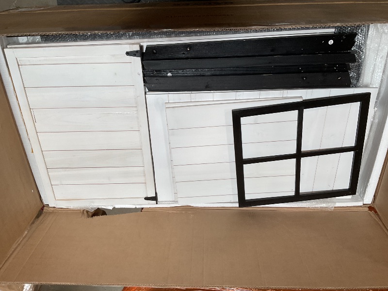 Photo 1 of *** BOX  C ONLY/MINOR DAMAGE/UNKNOWN, MISSING PARTS AND HARDWARE***2 Story Wooden Playhouse with Climbing Wall, Outdoor Wooden Playhouse with Step Ladder, Elevated Modern Cedar Playhouses Kids