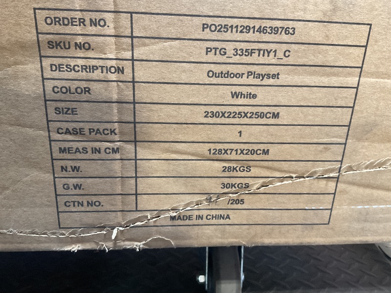 Photo 1 of *** BOX  C ONLY/MINOR DAMAGE/UNKNOWN, MISSING PARTS AND HARDWARE***2 Story Wooden Playhouse with Climbing Wall, Outdoor Wooden Playhouse with Step Ladder, Elevated Modern Cedar Playhouses Kids