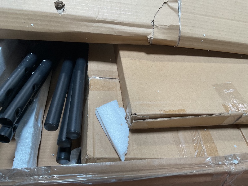 Photo 1 of *** UNKNOWN MISSING HARDWARE***VECELO Dining Table Set for 4, 5-Piece Kitchen Table with 4 Chairs, MDF Board Tabletop with Metal Frame for Small Space, Compact Dinette, Breakfast Nook, Brown