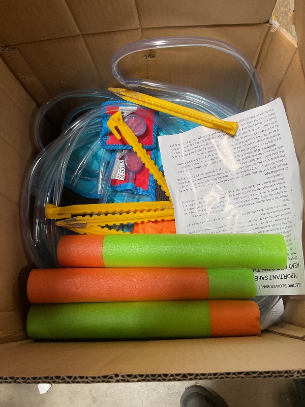 Photo 1 of *** USED/MINOR DAMAGE/UNKNOWN MISSING PARTS***WELLFUNTIME Inflatable Water Double Slides Park, Bounce House with Arched Water Gun Spray, Jumping Castle with Air Blower