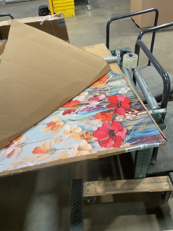 Photo 1 of *** BOX CUTTER DAMAGE ***/Red Daisy Flower Wall Art Abstract Poppy Floral Pictures Wall Decor for Living Room Colorful Wildflower Canvas Poster Nature Botanical Framed Artwork for Bathroom Bedroom Home Decorations 32x48