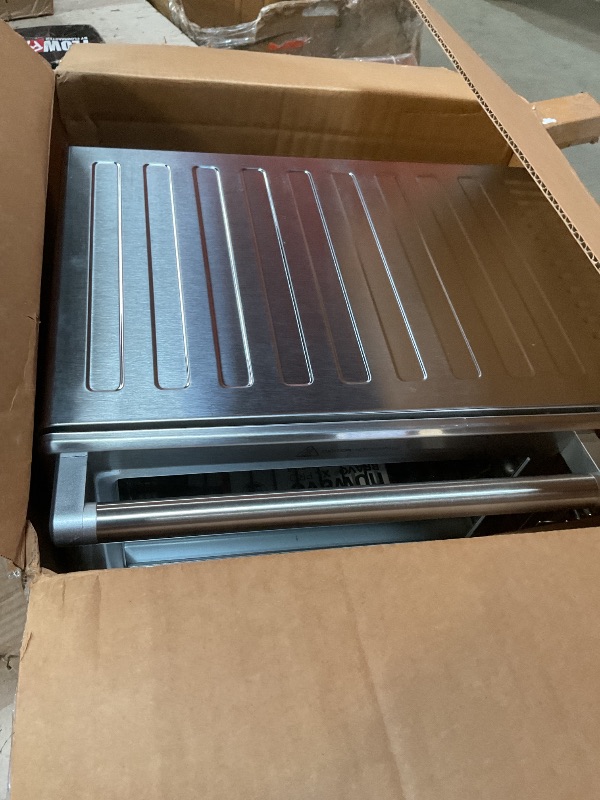 Photo 1 of *** POSSIBLY FOR PARTS DAMAGED (BROKEN TOP LEFT CORNER)**** Nuwave Bravo XL Air Fryer Toaster Smart Oven, 12-in-1 Countertop Grill/Griddle Combo, 30-Qt XL Capacity, 50F-500F adjustable in precise 5F increments, Integrated Smart Thermometer, Linear T Techn