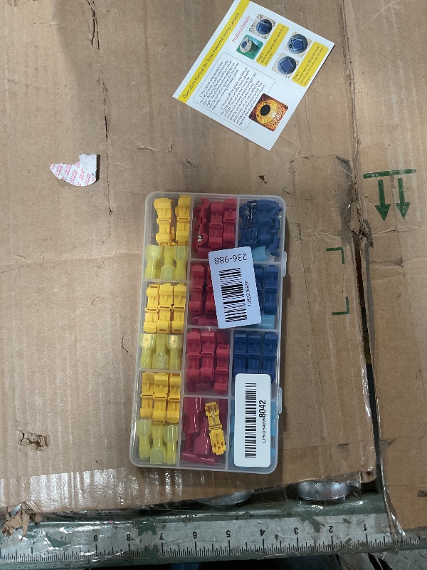 Photo 1 of 108 Pcs T-Tap Wire Connectors Kit, Quick Splice Self-Stripping Electrical Wire Terminals for Speaker Car Audio, Nylon Fully Insulated Male Quick Disconnects for Automotive Wiring (22-10 AWG)
