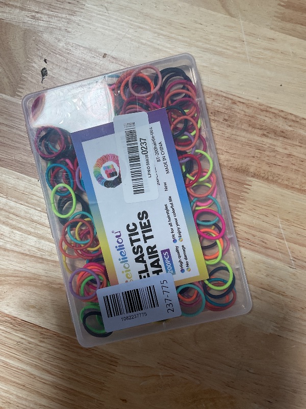 View 2 of 200PCS Elastic Hair Ties for Thin Hair, Small No-Crease Ponytail Holders for Kids Baby Toddler, Multicolor Girl Hair Accessories, Mini Hair Elastic with Storage Box & Colorful Gift Box