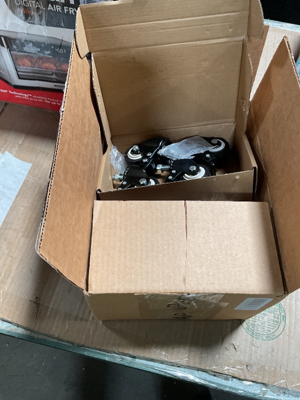 Photo 1 of 2'' Caster Wheels, Swivel Stem Casters 3/8'' - 16x1'' (Screw Diameter 3/8'', Screw Height 1'') 330Lbs Heavy Duty Threaded Casters No Noise PU Dual Locking Castors with Brake