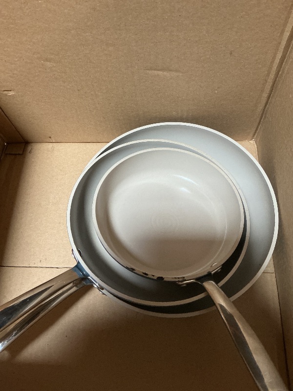 Photo 1 of ***MISSING LID*** Redchef Nonstick Ceramic Pans, 4-Piece Deep Ceramic Frying Pan with Lid, 8" 9.5" 11" Deep Frying Pan, Egg Frying Pans Suitable for All Stovetops, PFAS & PTFE & PFOA Free, Dishwasher & Oven Safe, Blue