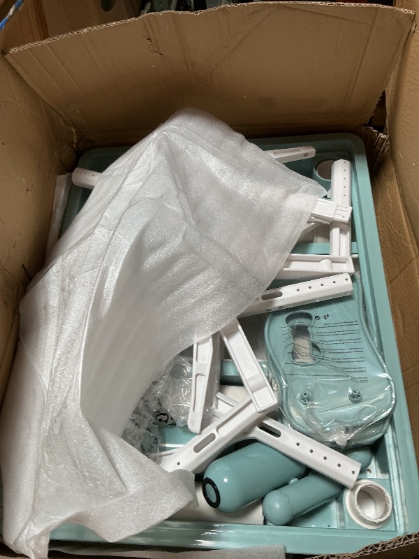 Photo 1 of ***USED***BROKEN PIECES***CuFun 4 in 1 Kids Table and 2 Chairs Set, Toddler Table and Chair Set for Kids Ages 3-10, Activity Tables for Building Blocks/Drawing/Reading/Dining?Gift for Boy & Girl (Grayish Blue)