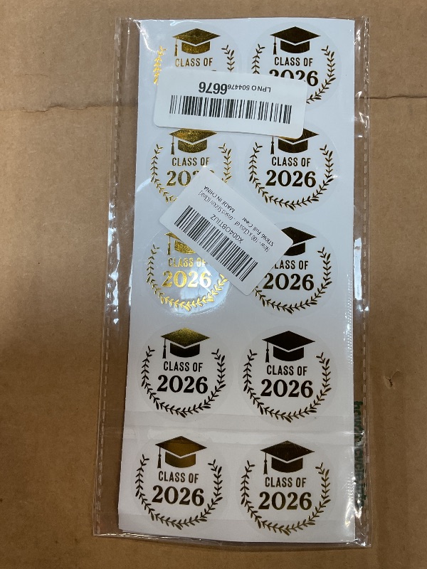 Photo 1 of 100 Pack Class of 2026 Graduation Stickers – Transparent Gold Foil Labels for Graduates – Clear Foil Seals for Invitations, Envelopes & Party Favors (Class of 2026 Gold)