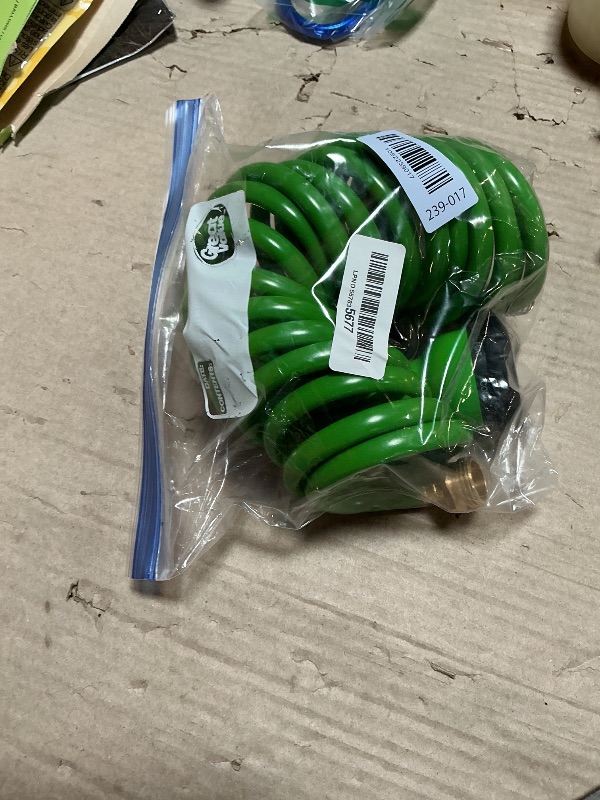 Photo 1 of [Blue and green are shipped randomly.]RV External Shower, 3/8 in by 15-Foot Coil Hose with 1/2 Inch Quick Connect Adapter for RV Outdoor Shower, Boat Hose Coil, 3/4 Inch Fittings (With Sprayer)