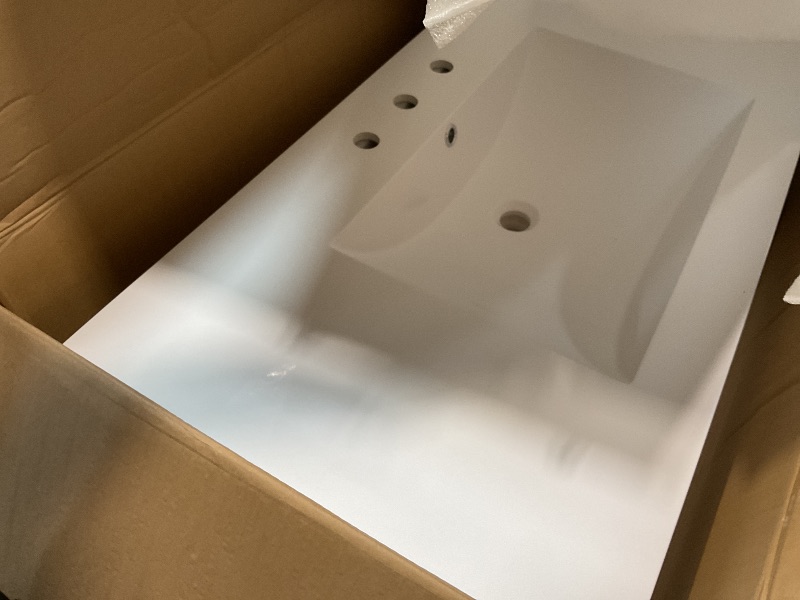 Photo 1 of ** 2 boxes**DWVO 42 Inch Bathroom Vanity with Sink, Modern Bathroom Storage Cabinet with Resin Basin, Three Holes, 2 Doors & 3 Drawers