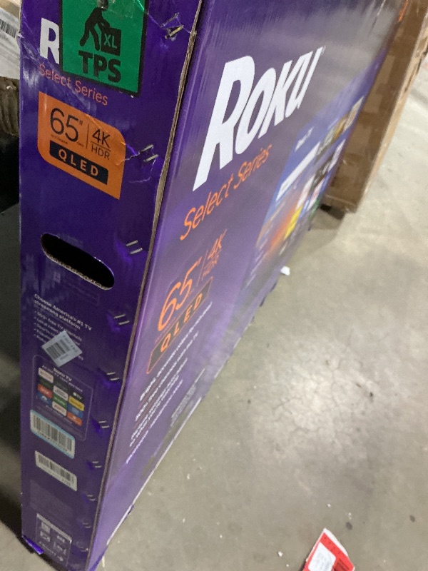 Photo 1 of ** the top of the screen does striped lines**Roku Smart TV 2026 – 65-Inch Select Series, 4K QLED TV – Roku TV with Voice Remote – Flat Screen QLED Television with Wi-Fi for Streaming Live Local News, Sports, & Movies – Bluetooth Headphone Mode