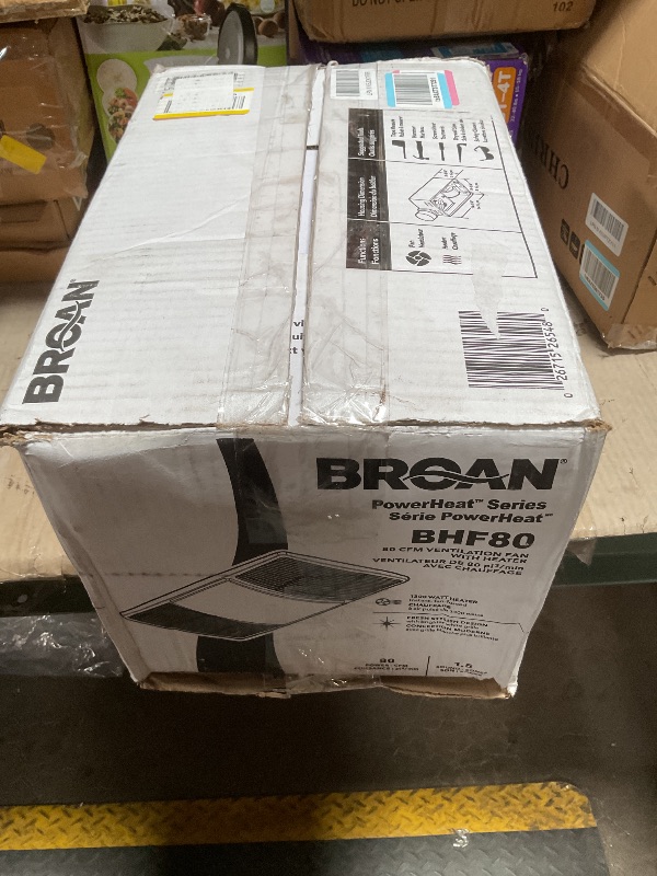 Photo 1 of **HEAVILY USED/ HAS DAMAGES (SCRATCHES)/ MISSING ASSEMBLY PIECES*** Broan-NuTone Non-Lit PowerHeat Bathroom Exhaust Fan and Heater, 80 CFM, 1.5 Sones, White
