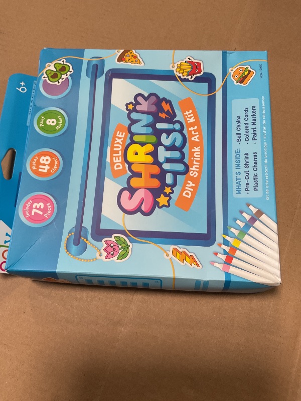 Photo 1 of ***RECOMENDED FOR PARTS/ MISSING ALOT OF PIECES** Ooly 73 PC DIY Shrinking Art Kit with 8 Paint Markers, Includes 48 Plastic Pre Cut Charms, 15 Colored Ball Chains and 2 Colored Cords, No Mess Creative Activity Jewelry Making Kit