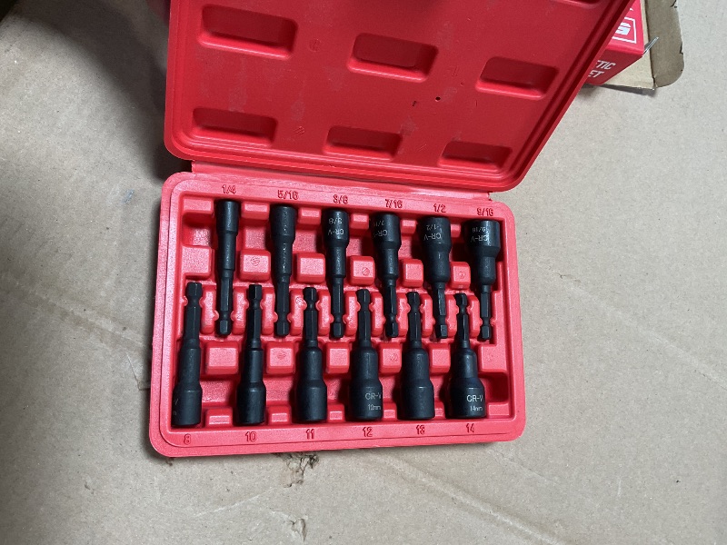 Photo 1 of 12-Piece Magnetic Nut Driver Set - Premium Impact Power Hex Nut Driver Drill Bit Master Kit, SAE & Metric, 1/4-Inch Quick-Change