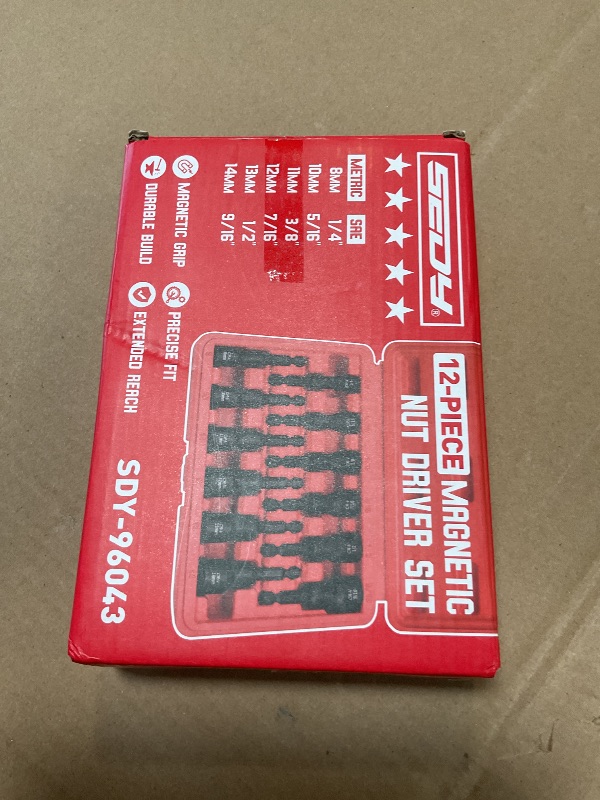 Photo 1 of 12-Piece Magnetic Nut Driver Set - Premium Impact Power Hex Nut Driver Drill Bit Master Kit, SAE & Metric, 1/4-Inch Quick-Change