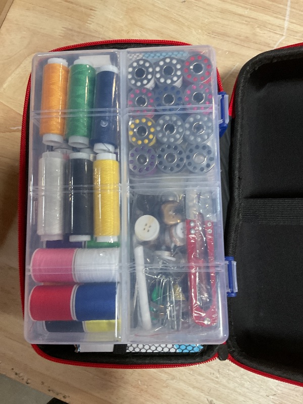 Photo 1 of ***PARTS ONLY***NON FUNCTIONAL***Handheld Sewing Machine with Black Storage Case and 109-Piece Sewing Kit, Mini Portable Cordless Hand Sewing Machine, Ideal for Adults & Beginners, Complete Set of Quick Home Clothing Repair Tools