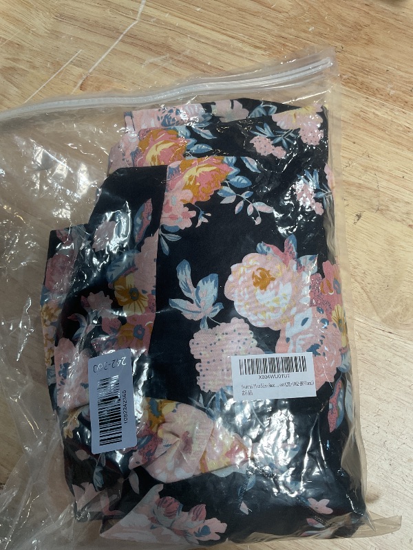 Photo 1 of **RUNS BIG*** Younrui Plus Size Smocked Tummy Control Dresses for Curvy Women Midi Black Floral Ruffle Sleeves Flowy Tiered Dress(2XL-1062-BK Floral)