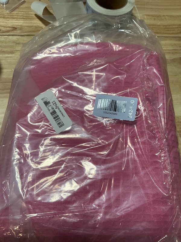 Photo 1 of 100% Cotton Blankets for Bed - Waffle Weave Blankets for Summer, Lightweight and Breathable Soft Woven Blanket for Spring (Pink, Queen (90" x 90"))