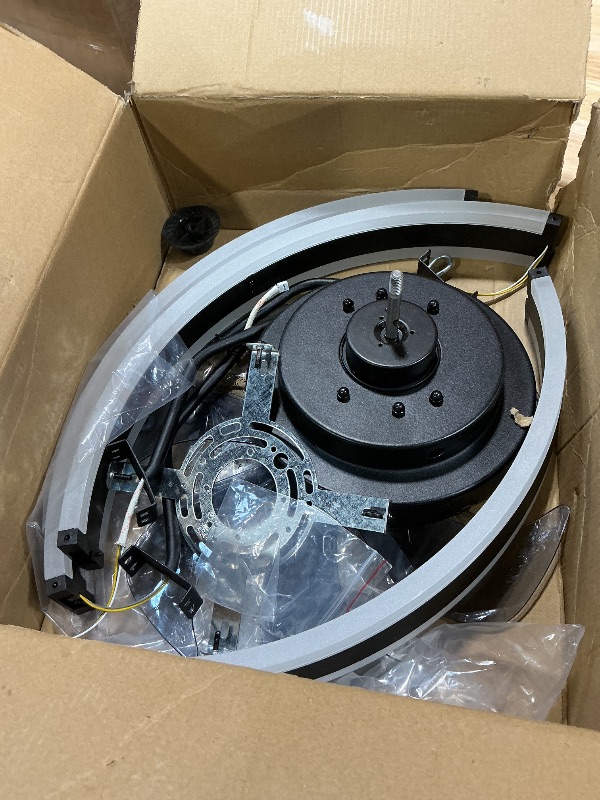 Photo 1 of ***PARTS ONLY*** MISSING PIECES***
ZMISHIBO Ceiling Fans with Lights and Remote, 19.7'' Low Profile Ceiling Fan, 3000-6000K Dimmable Modern Flush Mount LED Fan Light, 6 Wind Speeds, Black Fandelier Ceiling Fans for Bedroom