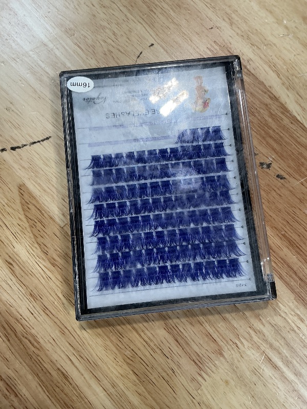 Photo 1 of ?VAYATOR Wide Stem False Eyelashes Cluster 7Colors D Curl 10-18mm to Choose Individual Eyelash Extensions Eyelahes Clusters Lashes Clusters (Dark Blue-16mm)