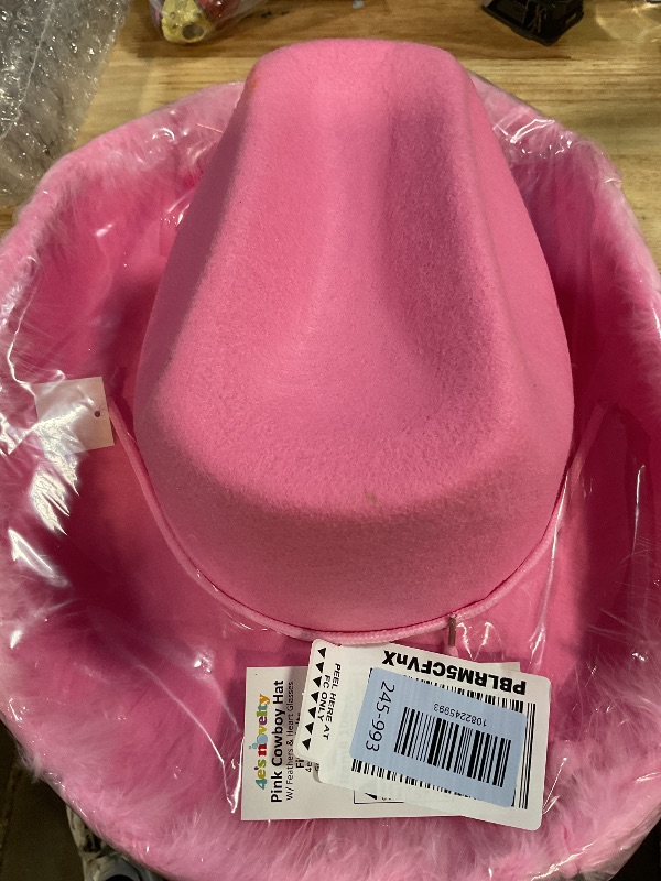 View 2 of 4E's Novelty Pink Cowboy Hat with feathers With Heart Shaped Sunglasses for Women, Felt Pink Cowgirl Hat for Party Costume Dress Up