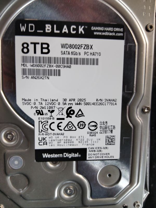 View 1 of **PARTS ONLY**Western Digital 8TB WD Black PC Internal Hard Drive HDD - 5640 RPM, SATA 6 Gb/s, 256 MB Cache, 3.5" - WD80EAAZ