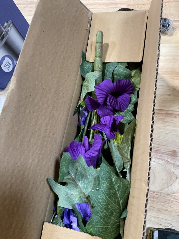 Photo 1 of ***ONLY ONE***
HyeFlora Artificial Flowers for Outdoors 2PCS Faux Petunias Silk Fake Flowers for Outside Planter UV Resistant Realistic Home Garden Porch Decor (Purple)
