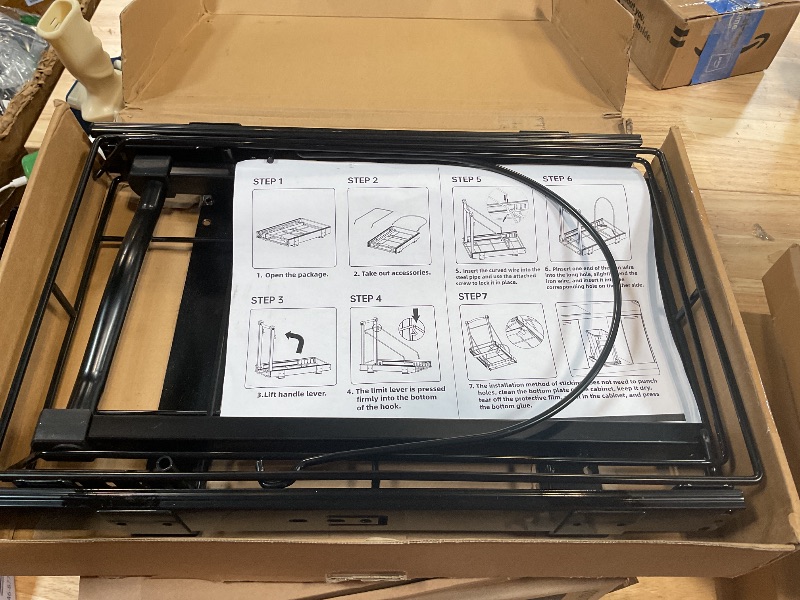 Photo 1 of ***DAMAGED***PARTS ONLY***
Chenthrall Adjustable Under Cabinet Trash Can Organizer with Soft Close Rail - Heavy Duty Black Steel Under Sink Pull-Out Organizer, Fits 7-13 Gallon, Up to 125 lbs Capacity (Trash Can Not Included)